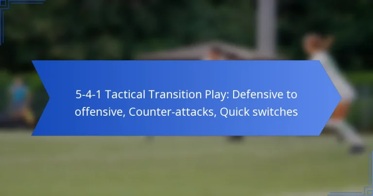 5-4-1 Tactical Transition Play: Defensive to offensive, Counter-attacks, Quick switches